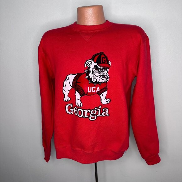 Vintage 1980s University of Georgia Bulldogs Sweatshirt Russell Athletic Size M